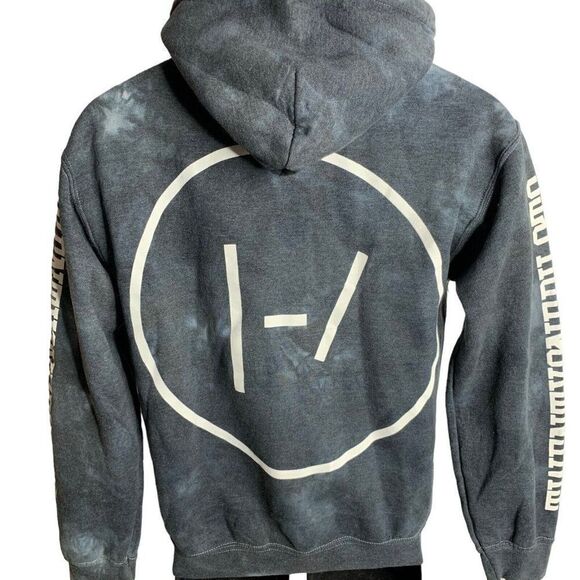 Twenty One Pilots Hoodie Sweatshirt S Blue Fleece Pullover Kangaroo Pocket Band - Picture 4 of 6